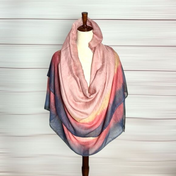 Dianora Salviati Tie Dye Print Large Scarf Shawl Wrap Lightweight Modal Cashmere - Picture 5 of 9